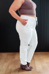 Charlene High Rise Jogger in Ecru - Maple Row Boutique 