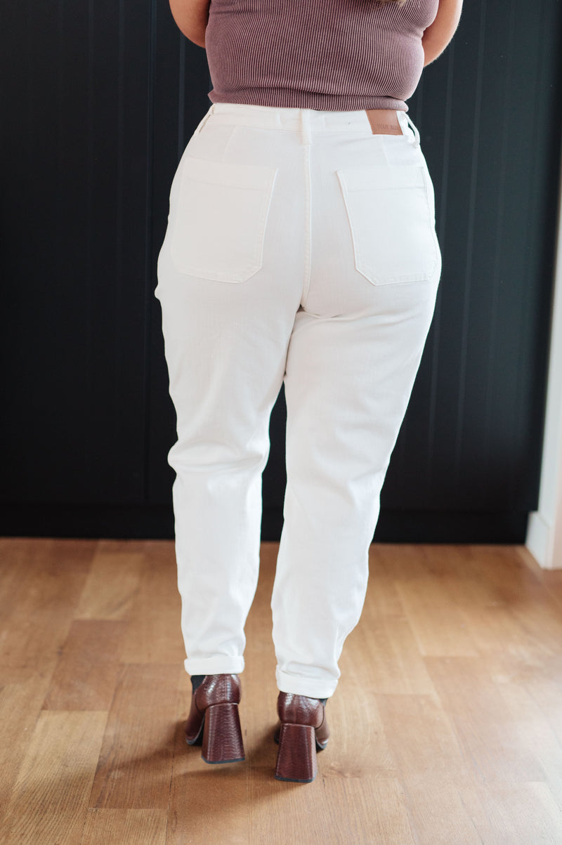 Charlene High Rise Jogger in Ecru - Maple Row Boutique 