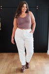 Charlene High Rise Jogger in Ecru - Maple Row Boutique 