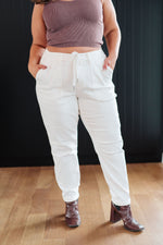 Charlene High Rise Jogger in Ecru - Maple Row Boutique 