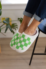 Checked Out Slippers in Green - Maple Row Boutique 