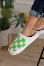 Checked Out Slippers in Green - Maple Row Boutique 