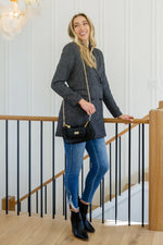 Chic Upon Arrival Button Down Blazer Jacket In Black - Maple Row Boutique 