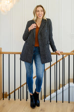 Chic Upon Arrival Button Down Blazer Jacket In Black - Maple Row Boutique 