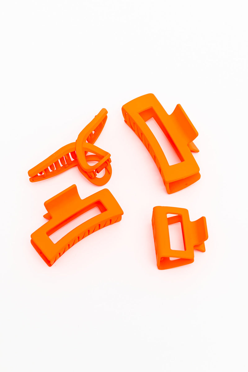 Claw Clip Set of 4 in Orange - Maple Row Boutique 