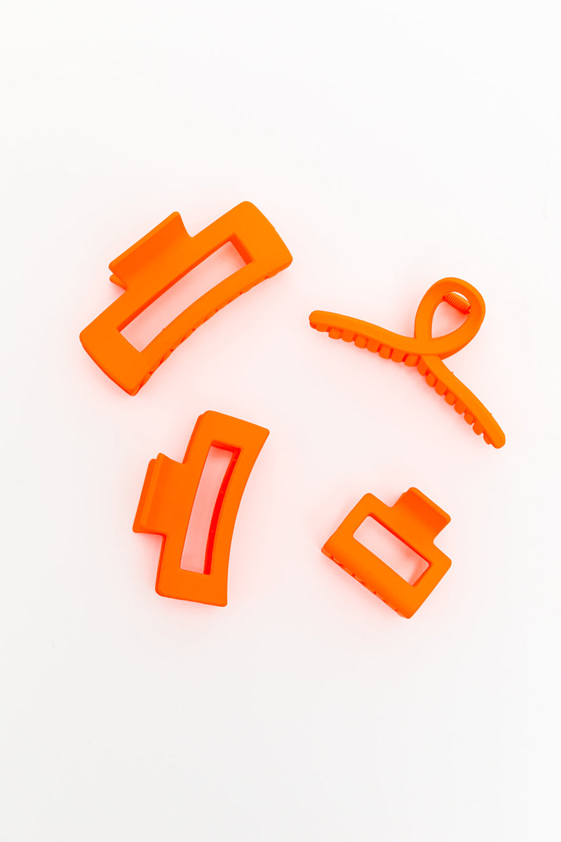 Claw Clip Set of 4 in Orange - Maple Row Boutique 