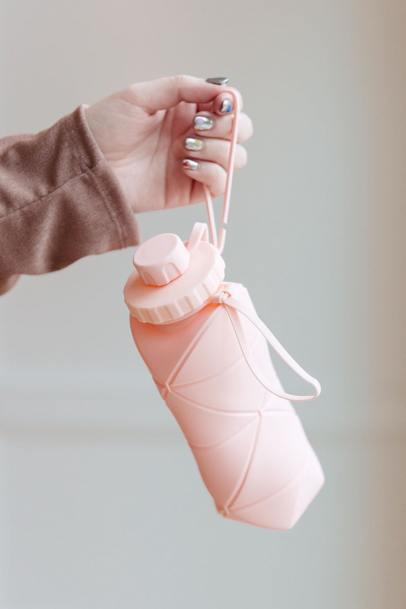 Collapsing Silicone Water Bottle in Diamond Pink - Maple Row Boutique 