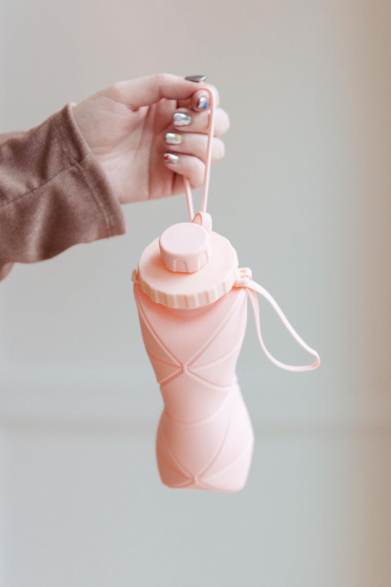 Collapsing Silicone Water Bottle in Diamond Pink - Maple Row Boutique 