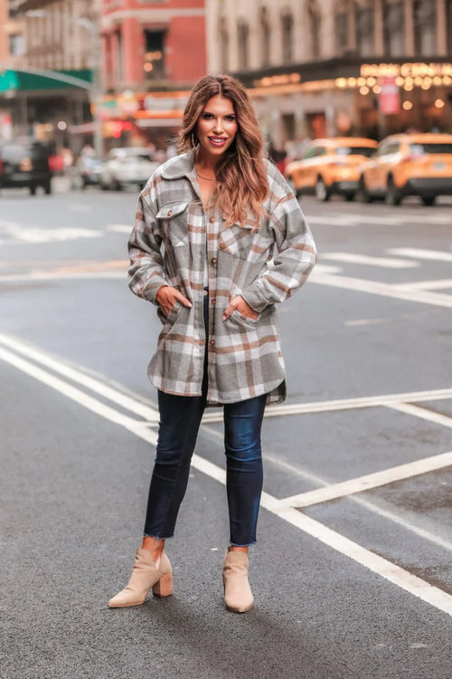 PREORDER: Tommy Plaid Tunic Jacket - Maple Row Boutique 
