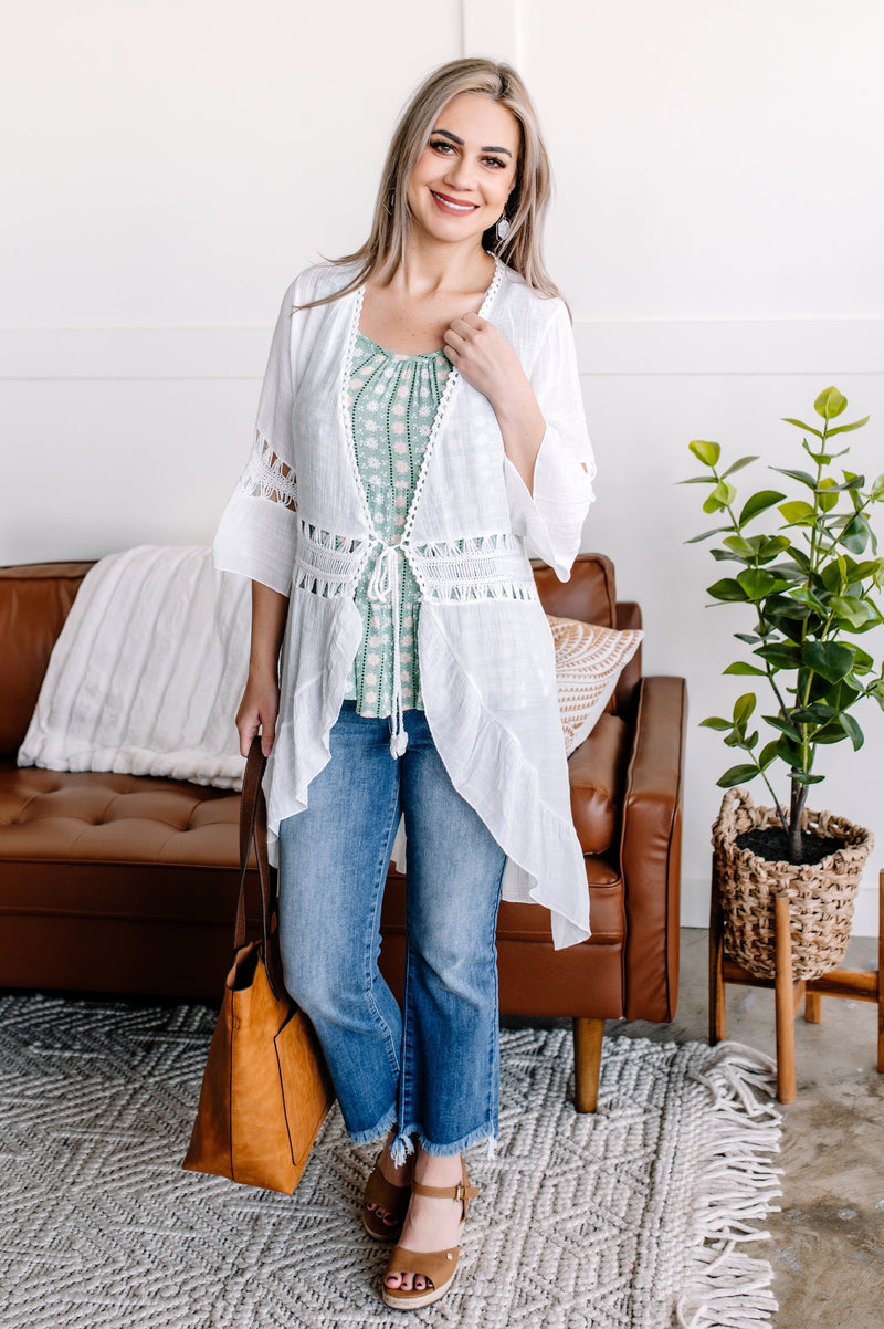 Crochet Cover Up in White - Maple Row Boutique 