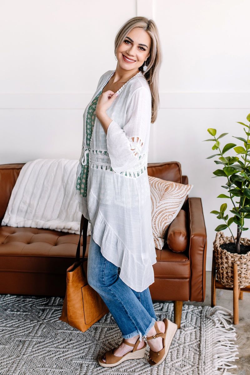 Crochet Cover Up in White - Maple Row Boutique 