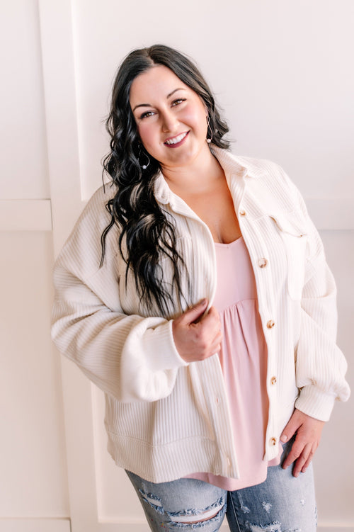 Soft Corduroy Jacket In Rich Ivory Whisper - Maple Row Boutique 