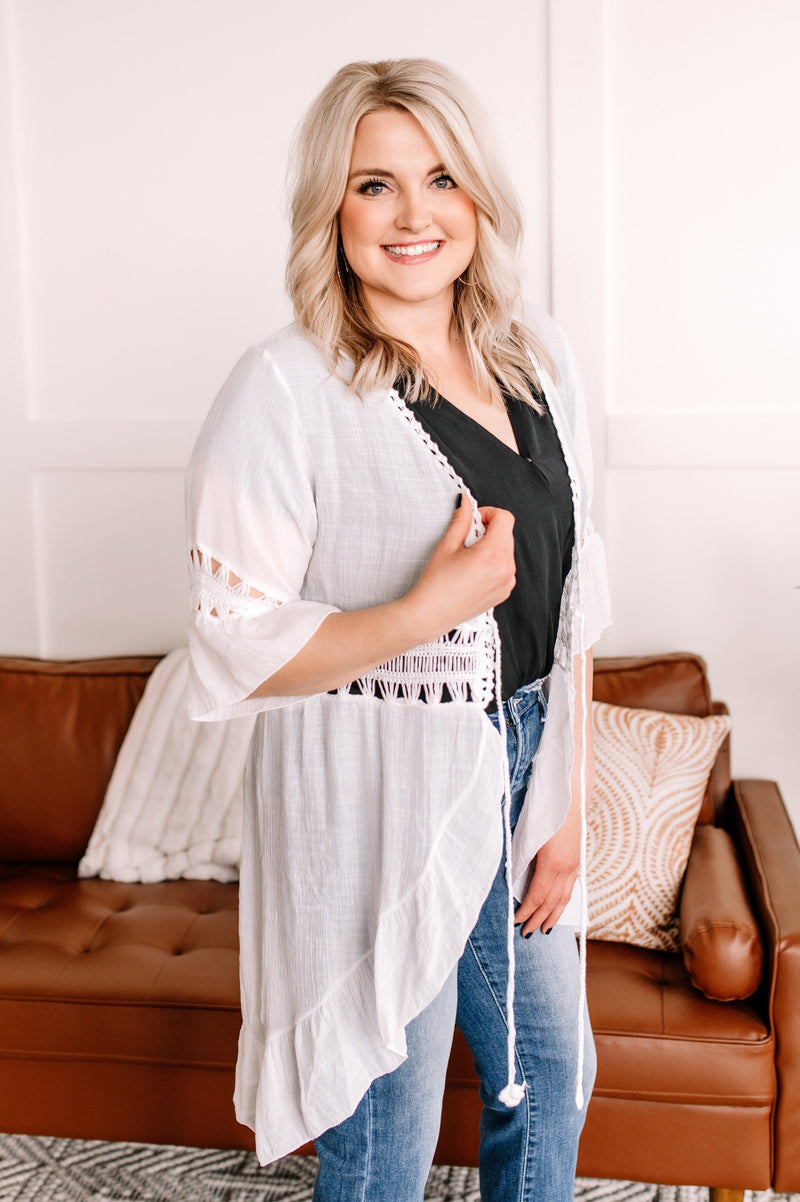 Crochet Cover Up in White - Maple Row Boutique 