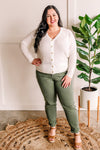 Ivory Knit Button Sweater - Maple Row Boutique 