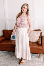 Bohemian Lace Maxi Skirt in Soft Beige - Maple Row Boutique 