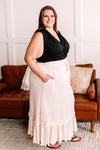 Bohemian Lace Maxi Skirt in Soft Beige - Maple Row Boutique 