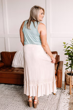 Bohemian Lace Maxi Skirt in Soft Beige - Maple Row Boutique 