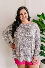 Snow Leopard Wrap Back Detail Top - Maple Row Boutique 