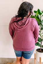 Berry Cashmere Hoodie With Animal Print Lace Up Detail - Maple Row Boutique 