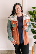 Corduroy Hooded Shacket In Camel - Maple Row Boutique 