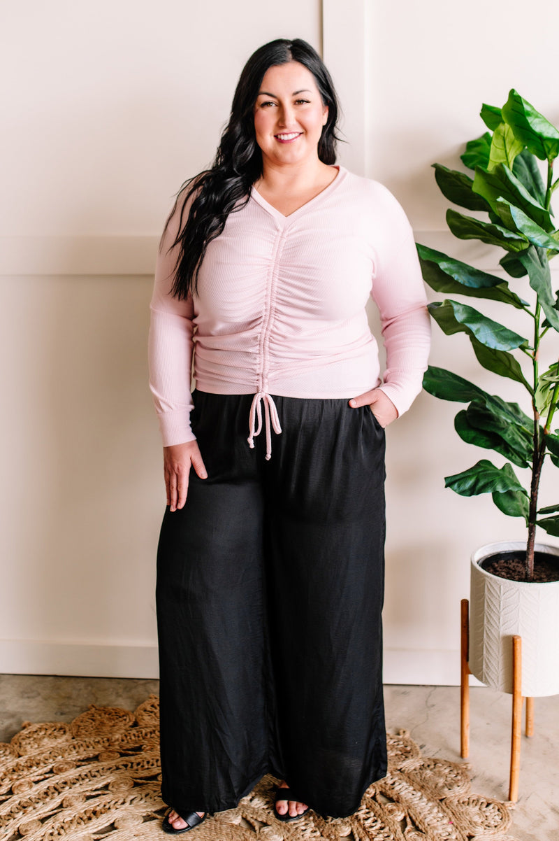 Love Is In The Air Ruched Top In Blushing Pink - Maple Row Boutique 