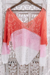 A Sherbet Colorblock Scoop V Neck Twist Back Sweater - Maple Row Boutique 