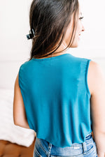 Crossover Bodysuit In Teal - Maple Row Boutique 