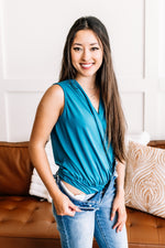 Crossover Bodysuit In Teal - Maple Row Boutique 
