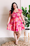 Smocked Midi Dress In Bright Disco Days - Maple Row Boutique 