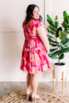 Smocked Midi Dress In Bright Disco Days - Maple Row Boutique 