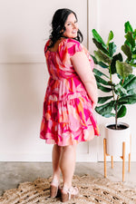 Smocked Midi Dress In Bright Disco Days - Maple Row Boutique 