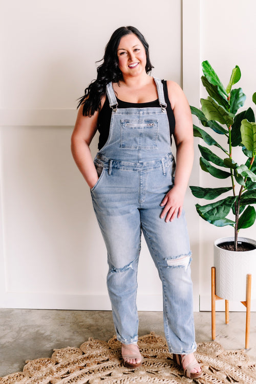 Denim Straight Leg Overalls By Judy Blue Jeans - Maple Row Boutique 
