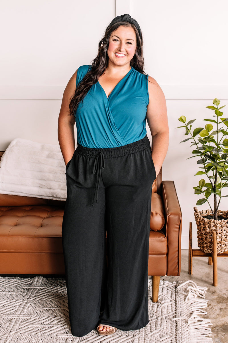 Crossover Bodysuit In Teal - Maple Row Boutique 