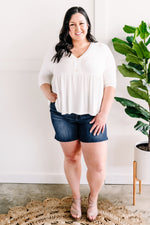 Decorative Button Baby Doll Sweater Top In Ivory - Maple Row Boutique 