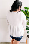 Decorative Button Baby Doll Sweater Top In Ivory - Maple Row Boutique 