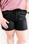 Summer Blend Drawstring Shorts In Black - Maple Row Boutique 