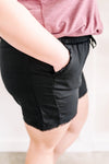 Summer Blend Drawstring Shorts In Black - Maple Row Boutique 