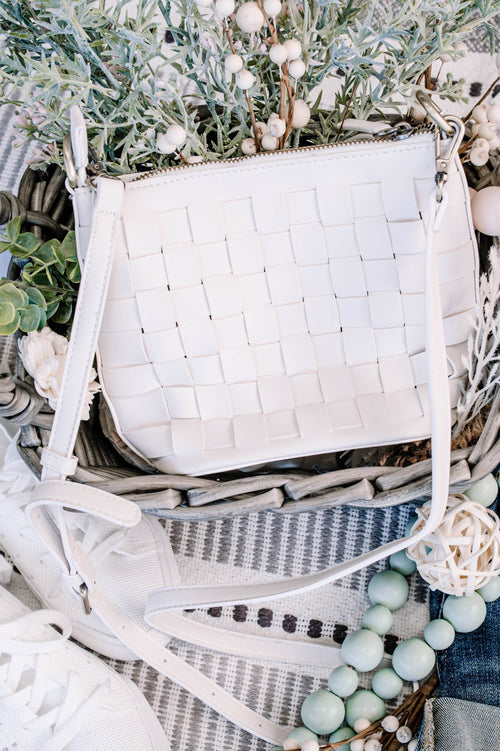 Basket Weave Bag by Joy Susan in White - Maple Row Boutique 
