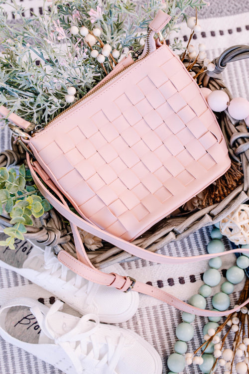 Basket Weave Bag By Joy Susan in Pink - Maple Row Boutique 