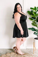 Sleeveless Dress With Shorts In Deep Black - Maple Row Boutique 