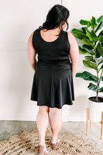 Sleeveless Dress With Shorts In Deep Black - Maple Row Boutique 