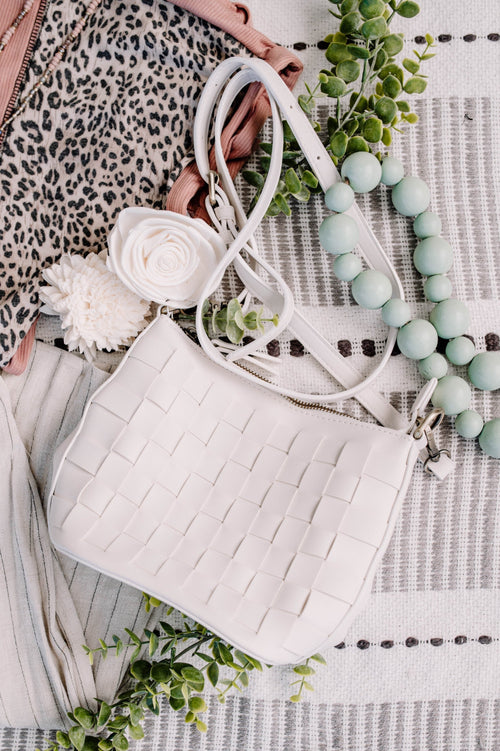 Basket Weave Bag by Joy Susan in White - Maple Row Boutique 