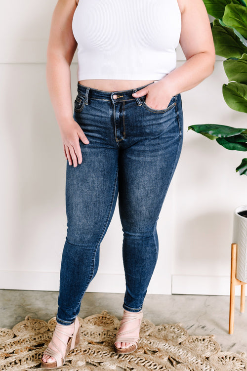 Mid Rise Classic Skinny Jeans By Judy Blue - Maple Row Boutique 