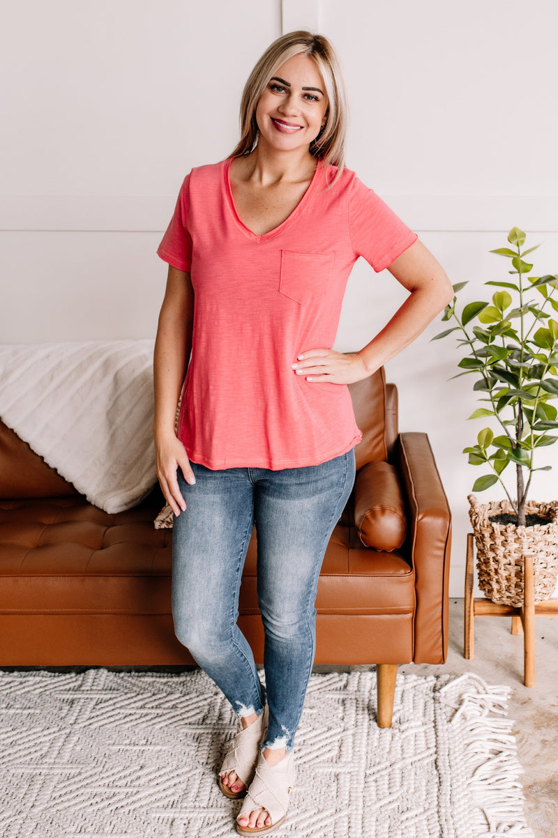 Raw Around The Edges In Coral - Maple Row Boutique 