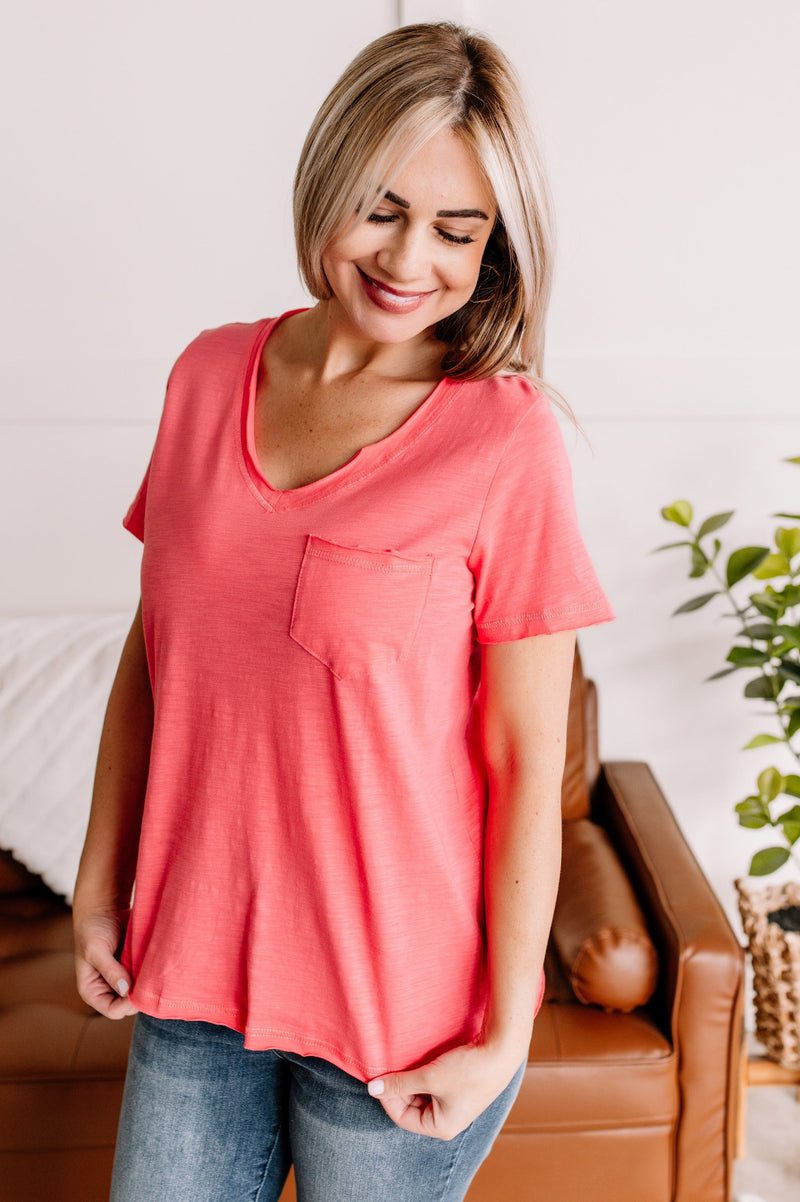 Raw Around The Edges In Coral - Maple Row Boutique 