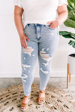 Tummy Control Summer Distressed Light Wash Judy Blue Jeans - Maple Row Boutique 