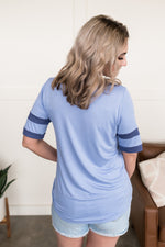 Retro Vibes Button Top in Monochromatic Blue - Maple Row Boutique 