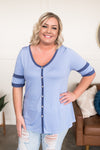 Retro Vibes Button Top in Monochromatic Blue - Maple Row Boutique 
