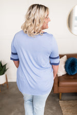 Retro Vibes Button Top in Monochromatic Blue - Maple Row Boutique 