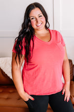 Raw Around The Edges In Coral - Maple Row Boutique 